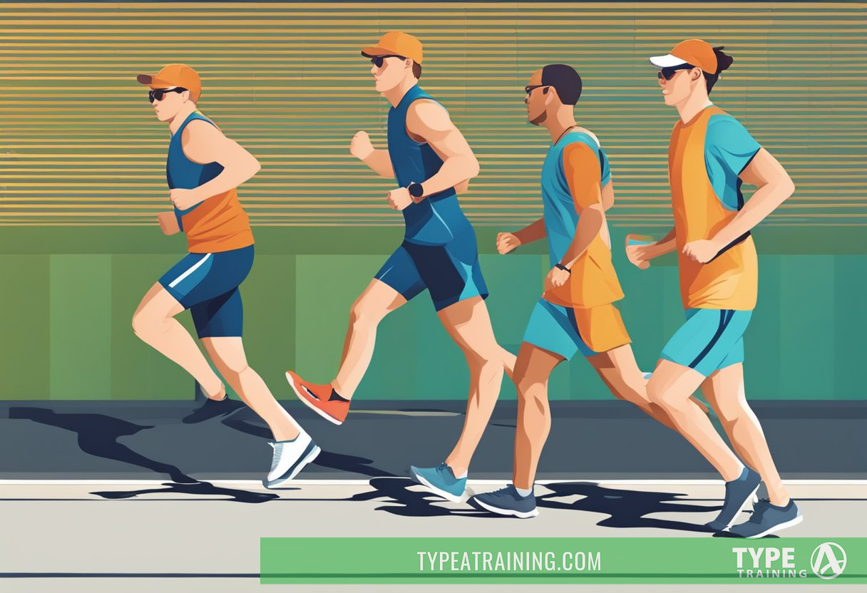 a group of men running