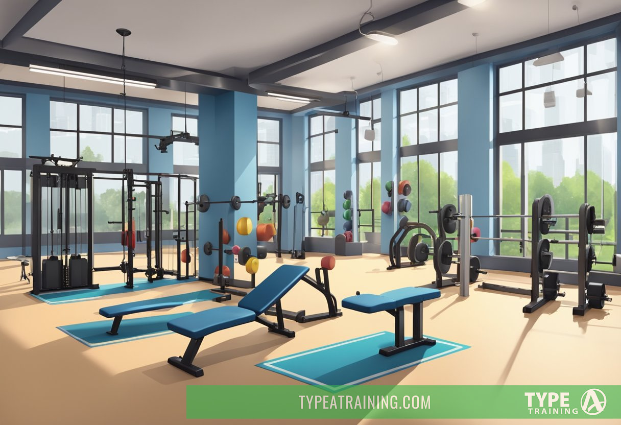 a large gym with weights and exercise equipment