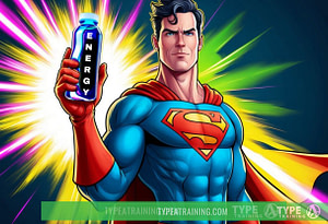 a man in a superhero garment holding a bottle of energy