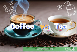 a cup of coffee and saucer with coffee beans