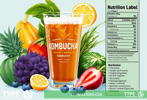 a glass of kombucha with fruits and leaves
