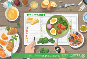 a person holding a calculator and a plate of food