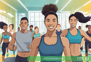 a group of people in a gym