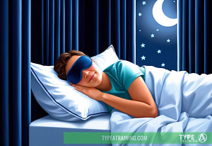 a woman sleeping in bed with a mask on her face