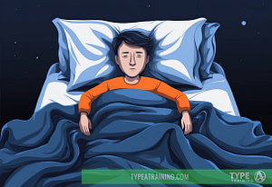 a cartoon of a man sleeping in a bed