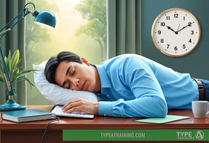 a man sleeping on a desk