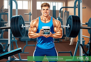 a man holding a jar of protein