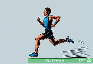 a man running with blue shoes