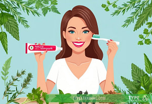 a woman holding a toothbrush and a tube of toothpaste