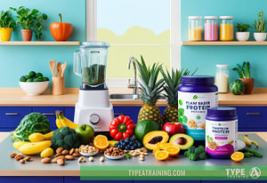 a counter with different foods on it, more Plant Based Diet
