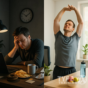 a collage of a man stretching