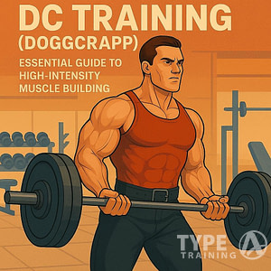 a cartoon of a man lifting weights