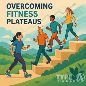 a group of people running up stairs