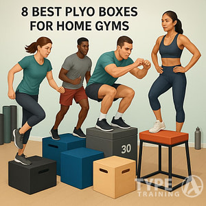 a group of people standing on boxes