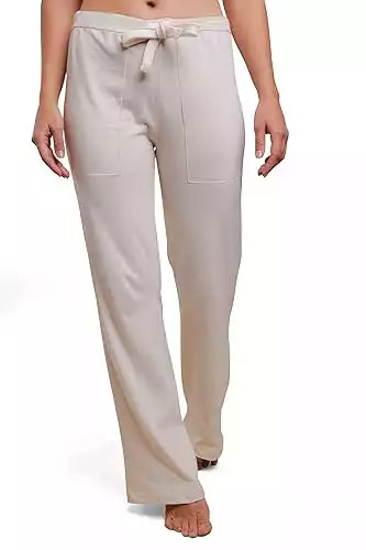 Cottonique Latex-Free Drawstring Lounge Pants with Patch Pocket for Women with Skin Allergies and Sensitive Skin
