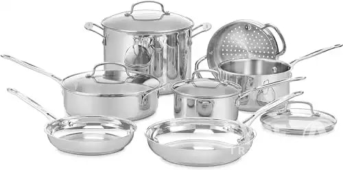 Cuisinart 11-Piece Cookware Set, Chef's Classic Stainless Steel Collection 77-11G