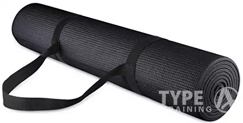 BalanceFrom Go Yoga All Purpose High Density Non-Slip Exercise Yoga Mat with Carrying Strap, 1/4", Black