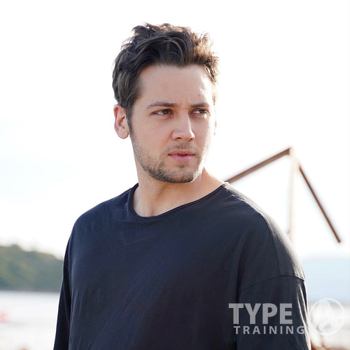 a man in a black shirt