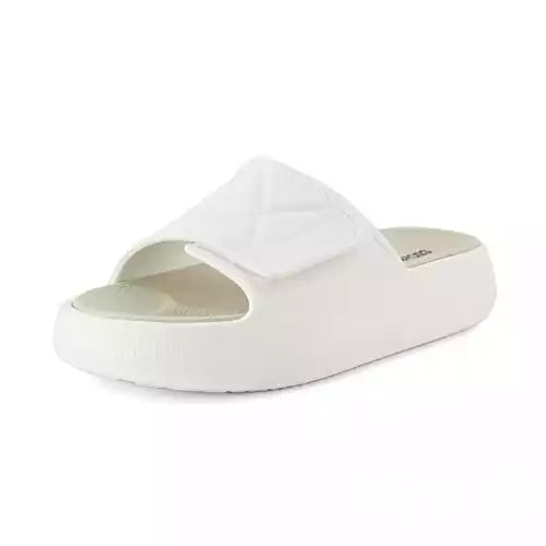 CUSHIONAIRE Women's Biggie recovery slide sandal with adjustable strap