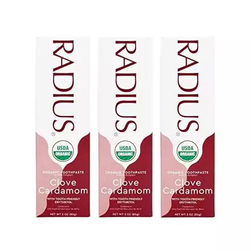 RADIUS USDA Organic Toothpaste 3oz Non Toxic Chemical-Free Gluten-Free