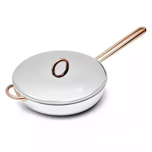Great Jones Deep Cut 3-Quart Stainless Steel Sauté Pan | Hybrid Skillet & Sauté Pan with Sloped Sides, Welded Handles | Induction & Oven Safe, Dishwasher Friendly