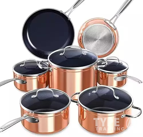 Nuwave Healthy Duralon Blue Ceramic Nonstick Cookware Set, Diamond Infused Scratch-Resistant, PFAS Free, Dishwasher & Oven Safe, Induction Ready & Evenly Heats,Tempered Glass Lids & Stay-C...