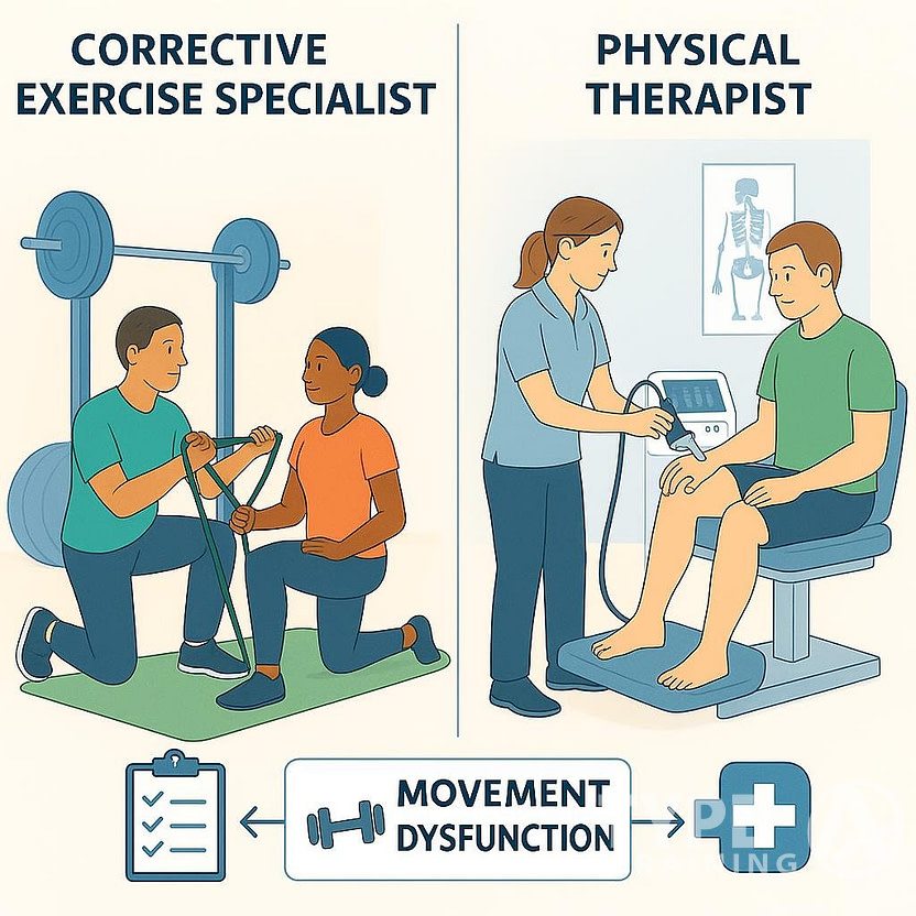 Exercise specialists and physical therapists assisting