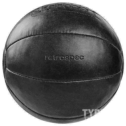 Retrospec Core Weighted Medicine Ball 4 lbs, 100% Leather with Sturdy Grip for Strength Training, Recovery, Balance Exercises and Other Full-Body Workouts