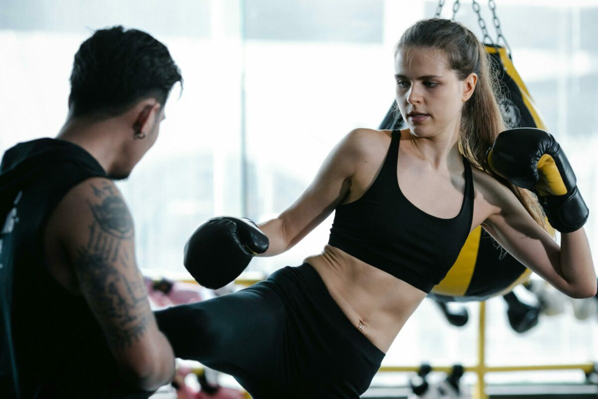 female kickboxing is a personal trainer