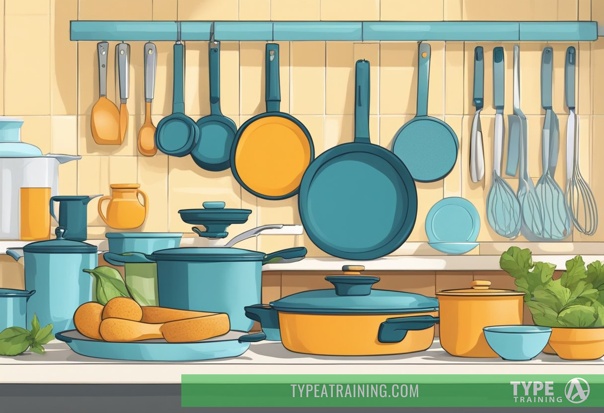 A kitchen scene with various nontoxic cookware options displayed on a countertop