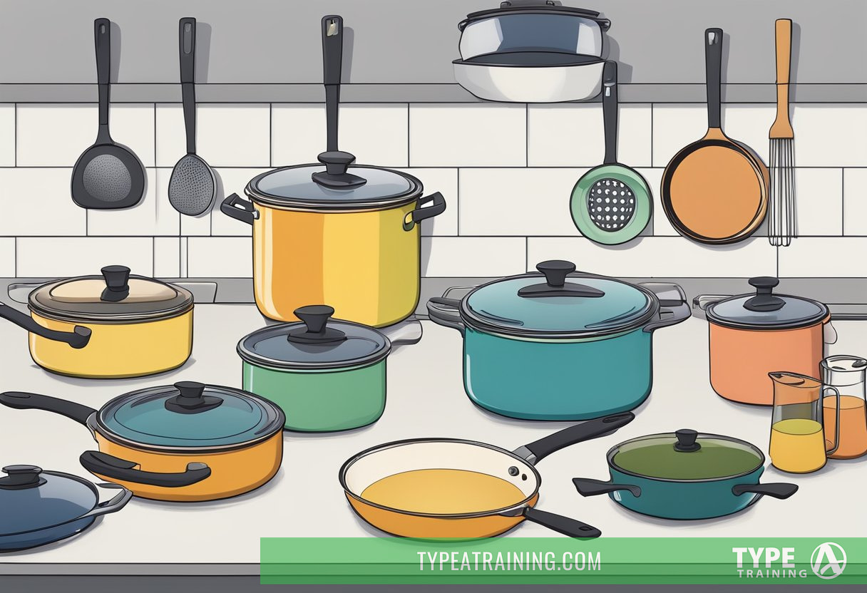 A modern kitchen with the 10.5" Always Pan 2.0 as the focal point, surrounded by various nontoxic cookware and utensils