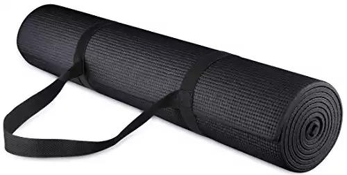 BalanceFrom Go Yoga All Purpose High Density Non-Slip Exercise Yoga Mat with Carrying Strap, 1/4", Black