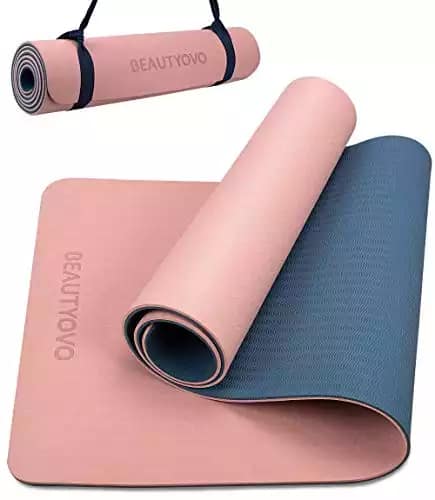 Yoga Mat with Strap, 1/3 Inch Extra Thick