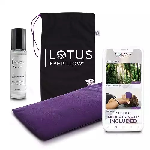 Lotus Weighted Lavender Eye Pillow with Lavender Essential Oil Roller