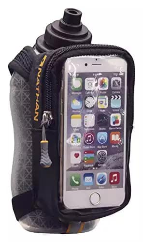 Nathan SpeedView Flask, Handheld Water Bottle & Phone Case Holder, Insulated for Running & Walking, 18oz