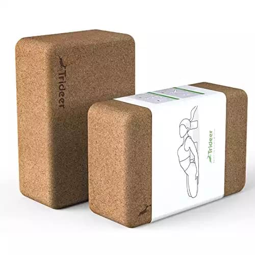 Trideer Cork Yoga Blocks, 2 Pack Yoga Blocks Natural Cork