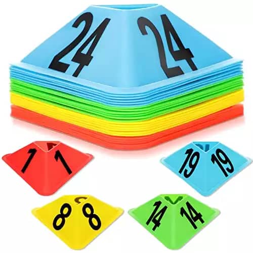 24 Pack Cones Sports, Numbered