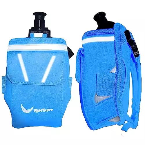 “2-in-1 Running Fun” - Blue Handheld 12 Oz. Water Bottle & Running Belt Add-on