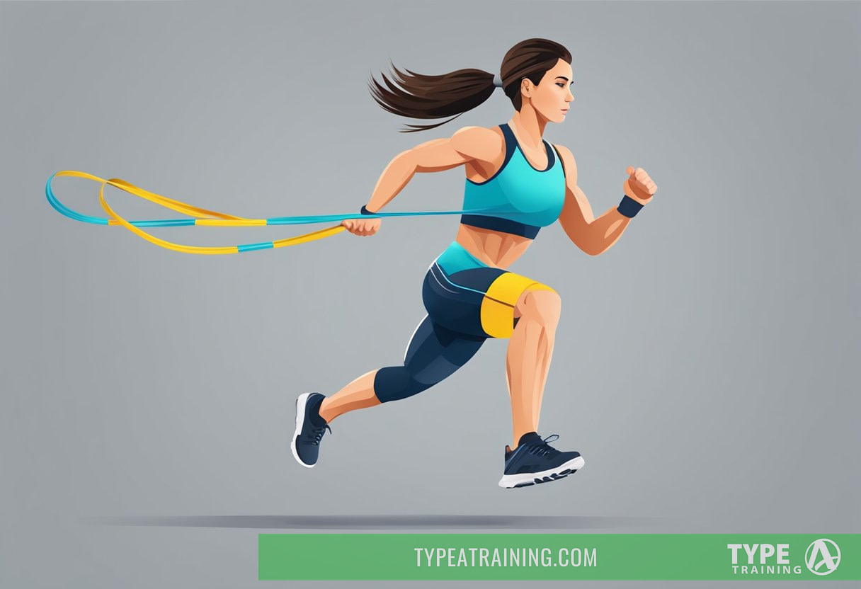 a woman running with a skipping rope