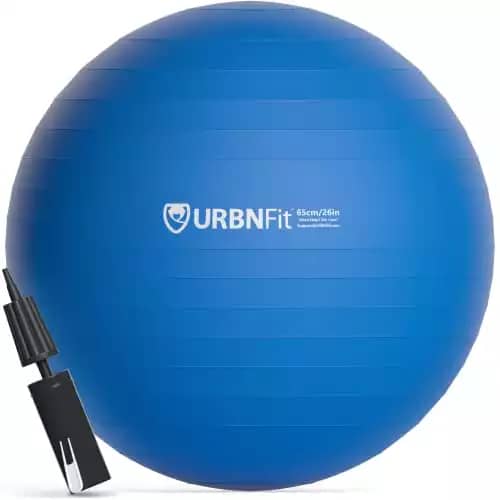 URBNFit Exercise Ball (65 Cm) for Stability & Yoga – Workout Guide Incuded (Blue)