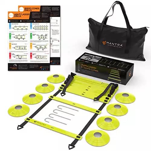 Soccer Training Agility Ladder Set, Basketball Training Ladder with Cones, Workout Ladder Drills Speed Training Kit, Fitness Ladder for Ground Footwork, Football Training Equipment for Kids & Adul...