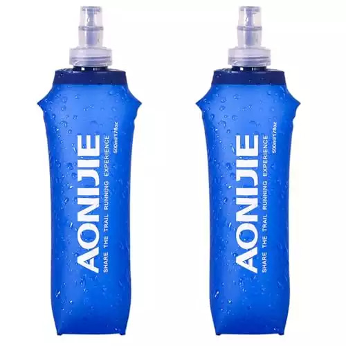 Soft Flask - 12 oz (350 ml)- Shrink As You Drink Pocket Soft Water Bottle  for Hydration Pack/Running Vest- Folding Water Bottle for Running, Hiking