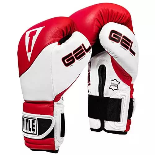 TITLE Boxing Gel Suspense Training Gloves, Red/White, 16 oz