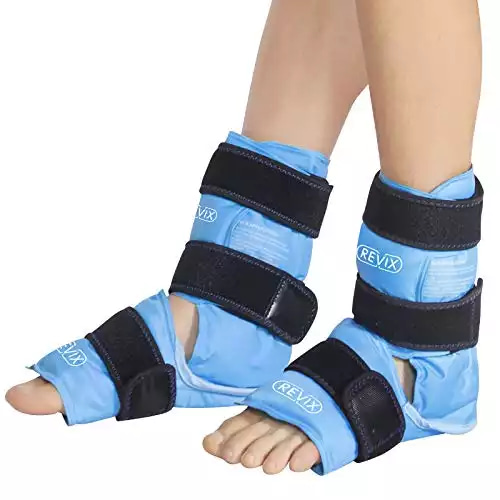 REVIX Ankle Foot Ice Pack Wraps for Injuries Reusable Gel Cold Compression Therapy for Feet Pain