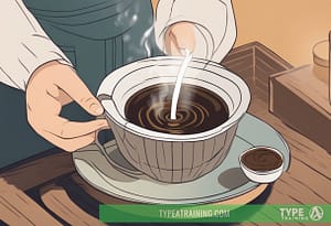 a cartoon of a person pouring a cup of coffee