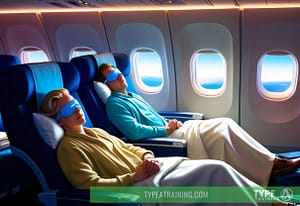 a couple of people sleeping in an airplane