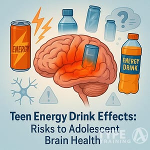 a brain with energy drinks and bottles