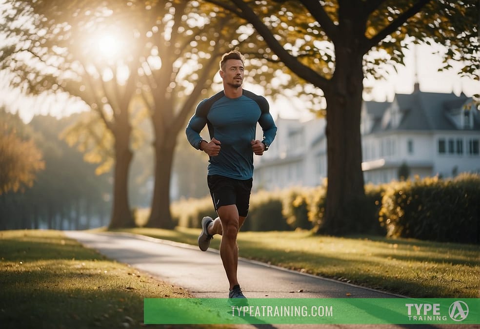 a man running on a path