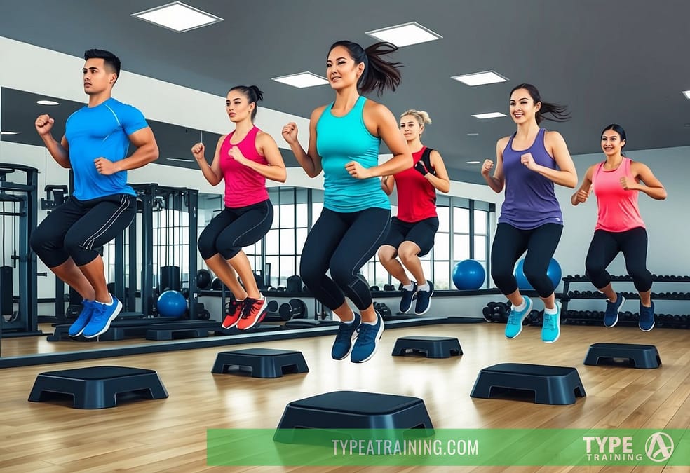 Group of people working out doing Jump Training Exercises