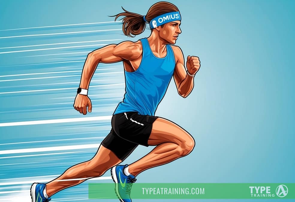 a man running with a ponytail